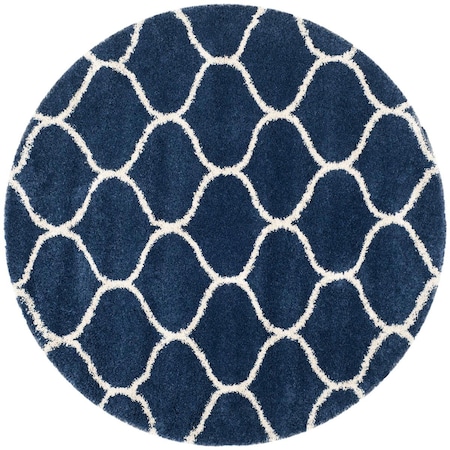 Safavieh Hudson Shag Power Loomed Round RugNavy & Ivory 7 x 7 ft. SGH280C-7R
